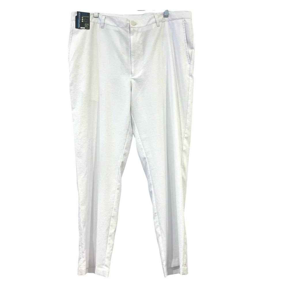 Roundtree & Yorke Womens White Extreme Comfort Seersucker Pants Size 40X30 NWT